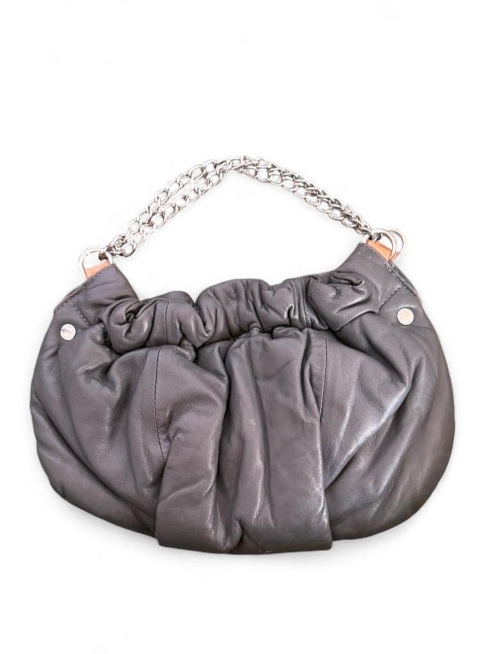 BCBG Max Azria Grey Ruched Lambskin Bag